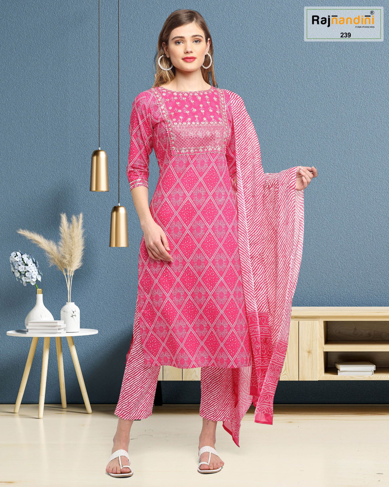 Simona By Rajnandini Cambric Cotton Kurti With Bottom Dupatta